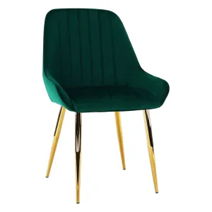 KONDELA Jedálenská stolička, smaragdová/gold chróm-zlatý, PERLIA