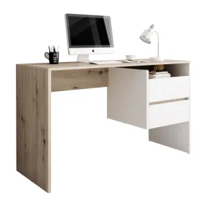 PC stôl so zásuvkami TULIO Tempo Kondela Biela / dub #3213225
