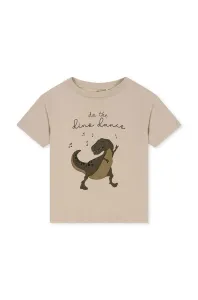 Detské bavlnené tričko Konges Sløjd béžová farba, s potlačou