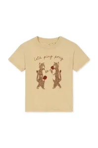 Detské bavlnené tričko Konges Sløjd béžová farba, s potlačou