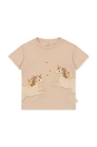 Detské bavlnené tričko Konges Sløjd ružová farba, s potlačou