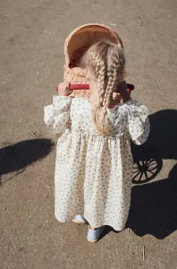 Dievčenské bavlnené šaty Konges Sløjd béžová farba, mini, áčkový strih #8659616