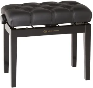 K&M 13980 Piano bench with quilted seat cushion bench black glossy finish, seat