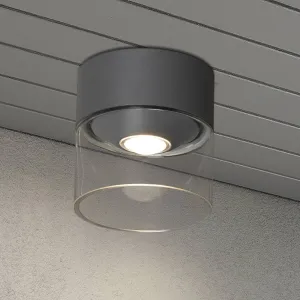 Vonkajšie stropné LED Varese sivé, sklenený valec
