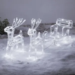 Vianočná vonkajšia dekorácia Sane s jeleňmi, 96 LED
