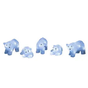 LED svietiace figúrky ľadových medveďov do exteriéru, sada 5 ks