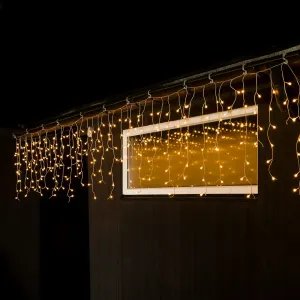 LED svetelná clona ľadový dážď jantárová transp. 10 m