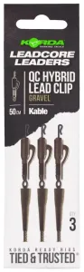 Korda montáž kabel leadcore leader hybrid lead clip qc swivel 50 cm - gravel