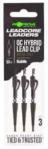 Korda montáž kabel leadcore leader hybrid lead clip qc swivel 50 cm - weed