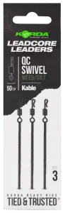 Korda montáž kable leadcore leader qc swivel 50 cm - weed