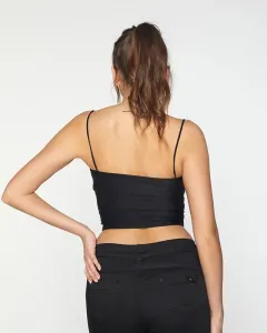 Dámsky čierny crop top na ramienka - Oblečenie