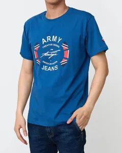 Pánske modré tričko s potlačou - Oblečenie #4084413