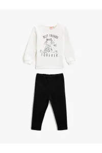 Koton Tracksuit Set Printed Sweatshirt Elastic Waist Sweatpants Cotton #4310900