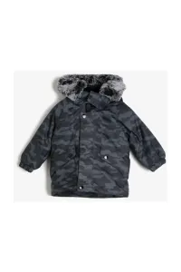 Koton Black Patterned Coat for Baby Boy