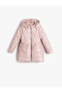 Koton Inflatable Long Coat Hooded Quilted Plush Lined