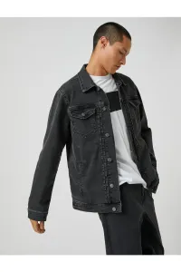 Koton Basic džínsová bunda klasický golier s detailom vrecka s gombíkmi