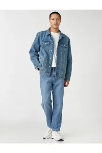 Koton Basic Denim Jacket with Button Detailed Pockets, Classic Collar