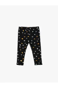 Koton Baby Girl Anthracite Patterned Patterned Cotton Leggings