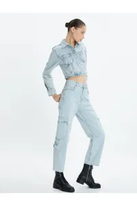Koton Cargo Jeans Straight Jean Short Straight Leg High Waist - Eve Jean #8905794