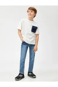 Koton Denim Pants Cotton Slim Jeans with Pocket, Adjustable Elastic Waist