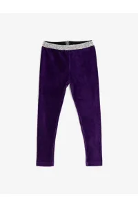 Koton Girl Purple Velvet Waist Glittery Leggings #4789551