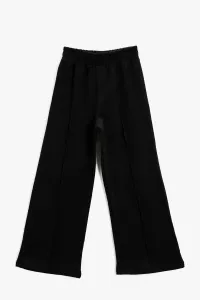 Koton Girl's Elastic Waist Wide Leg Black Sweatpants #4853831