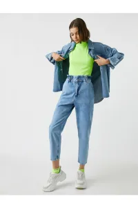 Koton džínsy s vysokým pásom, pohodlný strih s elastickým pásom - Baggy Jeans