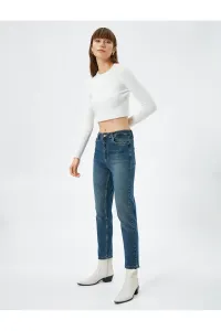 Džínsové nohavice Koton s vysokým pásom a zúženými nohami - Slim Mom Jeans