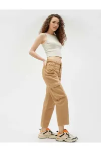 Dámske oblečenie Koton. Nákladné nohavice s vysokým pásom rovná noha - Eve Jeans #7258804