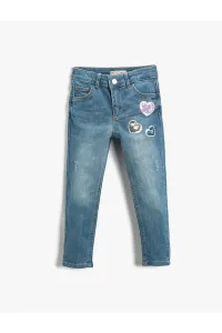 Koton Heart and Sequin Detail Skinny Leg Jeans Cotton