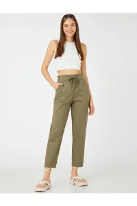 Koton Carrot Trousers with Tie Waist Pocket Detailed