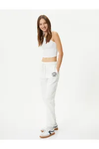 Koton Jogger Sweatpants with Fastener at the Waist, Print Detailed with Pockets