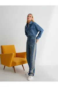 Koton Normálny pás voľné džínsové nohavice dvojitá farba vrecko bavlna - voľný rovný strih Jeans #8718958