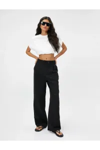 Koton Palazzo Trousers High Waist with Button Detail