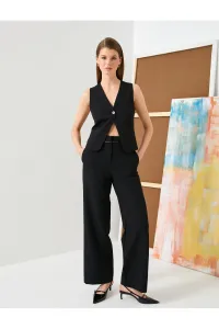 Koton Palazzo Trousers with Pockets and Shimmer Embroidery Detail