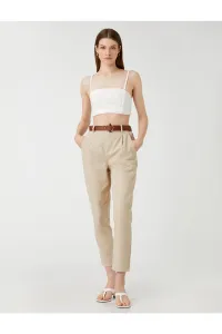 Koton Carrot Trousers With Belt Detailed High Waist, Pockets