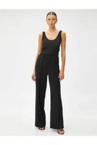 Koton Wide Leg Trousers with Ribs and Elastic Waist