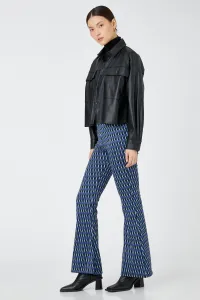 Koton Women's Navy Blue Patterned Pants #7602510