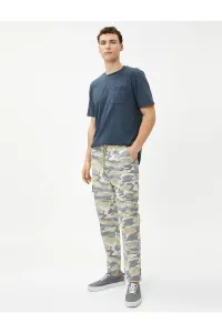 Koton Trousers with Cargo Pocket, Tie Waist, Camouflage Detailed Cotton