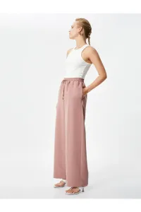 Koton Wide Leg Trousers Laced Waist Modal Relaxed Cut with Pocket
