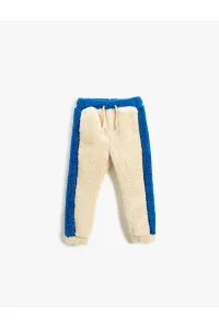 Koton Plush Sweatpants with Color Contrast Tie Waist Flotilla Pocket #8725525