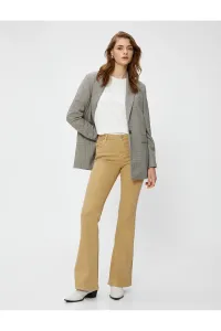 Koton Spanish Leg Trousers Normal Waist, Slim Fit. Pocket Detailed Cotton