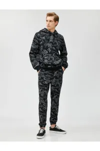 Koton Skull Printed Sweatpants Trousers with a drawstring waist and pockets