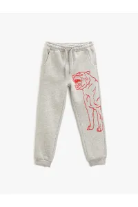 Koton Jogger Sweatpants with a Dog Print Pocket, Tie Waist #5103052