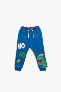 Koton Baby Boy Christmas Theme with Dinosaur Print Tie Waist Jogger Sweatpants 3wmb4