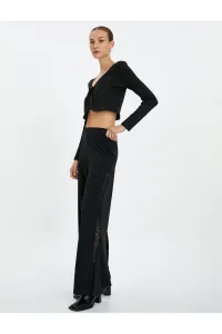 Koton Wide Leg Trousers. Normal Waist with Lace Detail on the sides