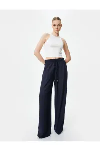 Koton Wide Leg Trousers with Tie Waist Viscose Pocket