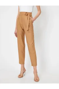 Koton Women's Brown Striped Trousers #4948286