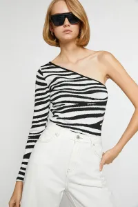 Koton One-Shoulder Zebra Patterned Knitwear Sweater
