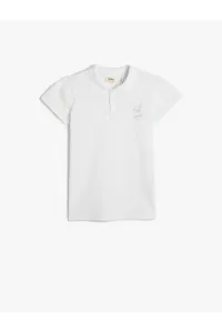 Koton Atatürk Printed T-Shirt Polo Neck Buttoned Short Sleeve Cotton
